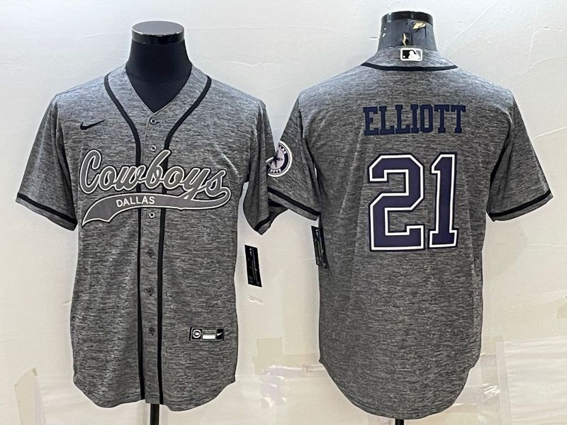 Men Dallas Cowboys #21 Elliott Grey hemp ash 2022 Nike Co branded NFL Jerseys->denver broncos->NFL Jersey